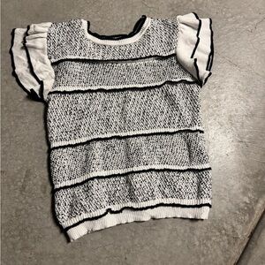 Grey collective Black and White Striped Knit Top